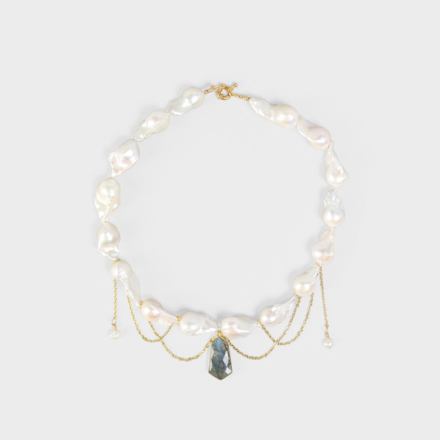 BAROQUE PEARL + LABRADORITE NECKLACE