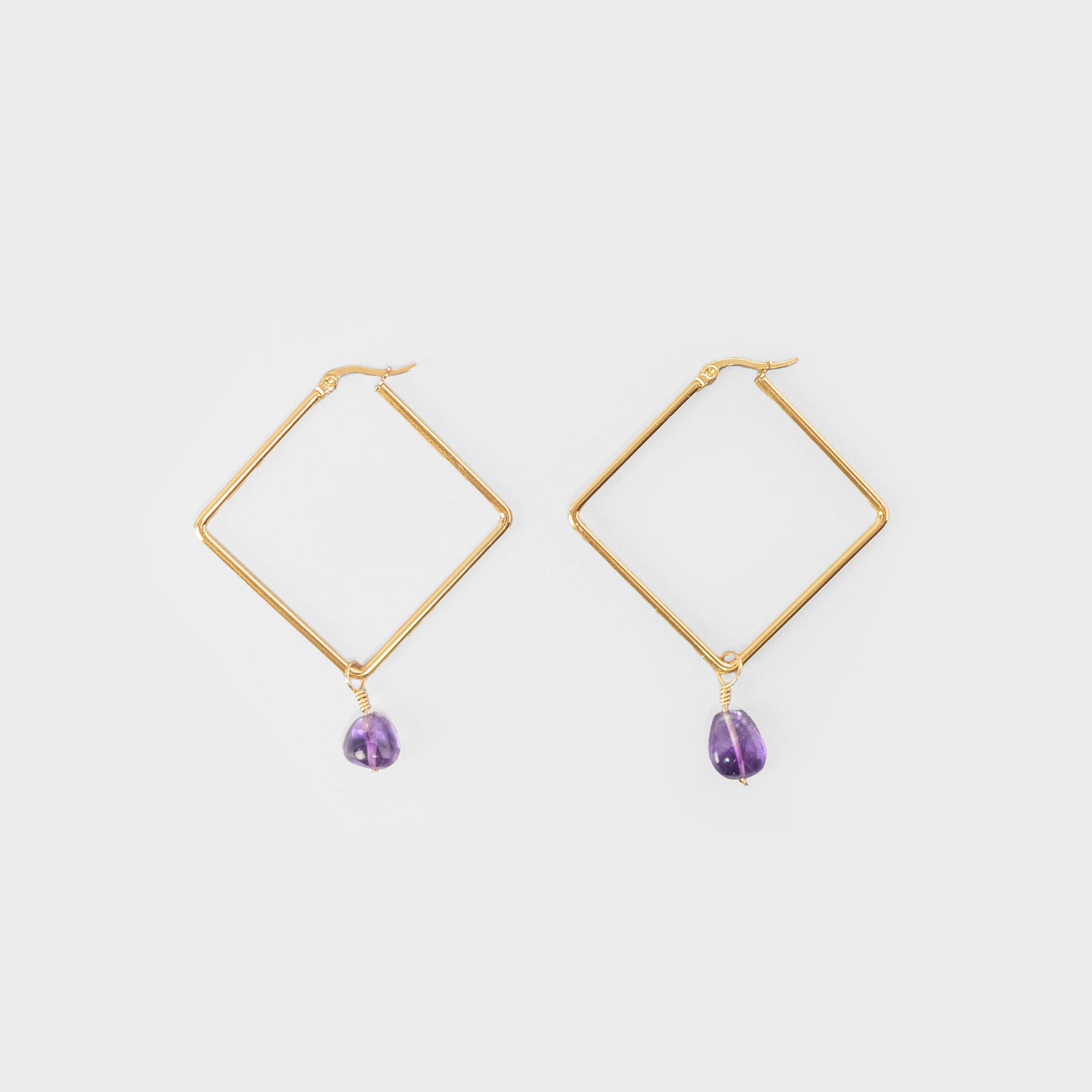 AMETHYST SQUARE EARRINGS