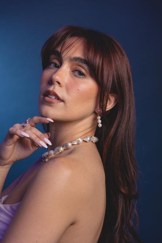 BAROQUE PEARL + LABRADORITE NECKLACE