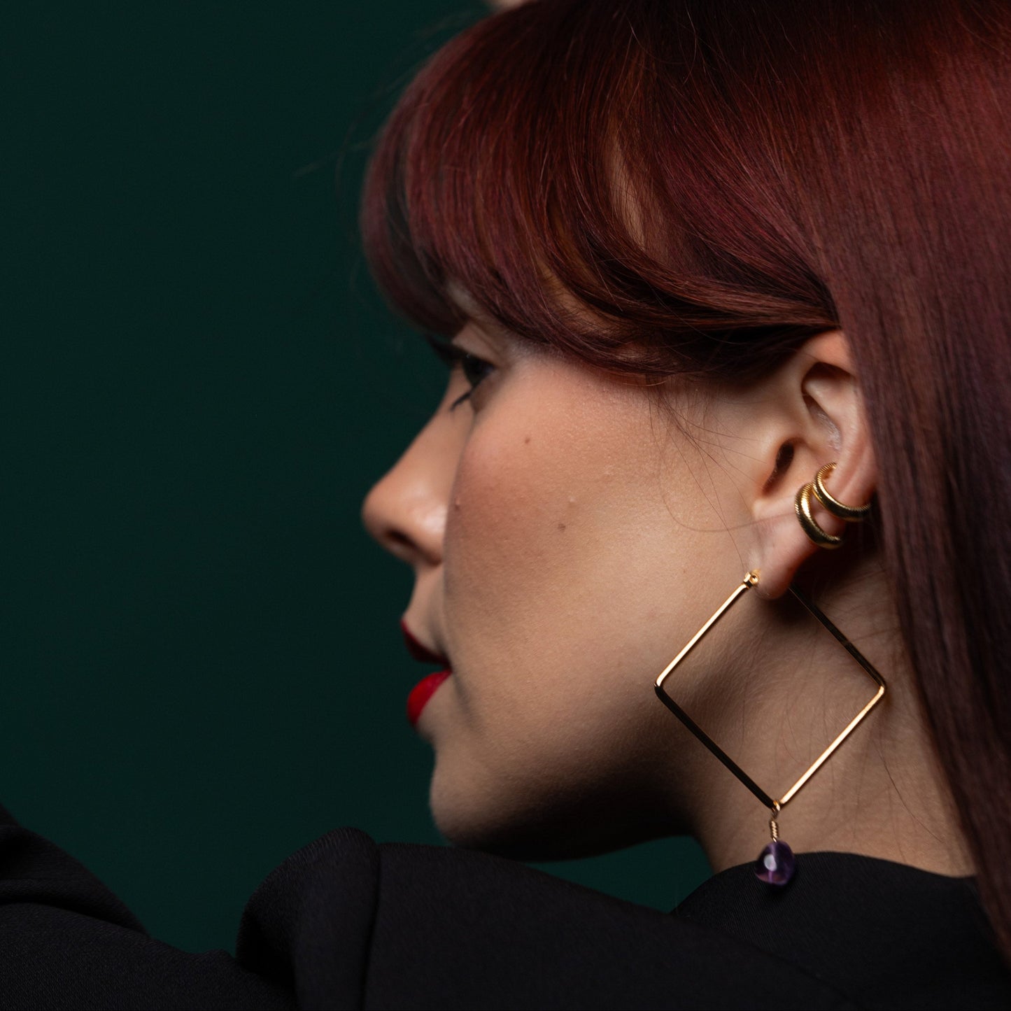 AMETHYST SQUARE EARRINGS