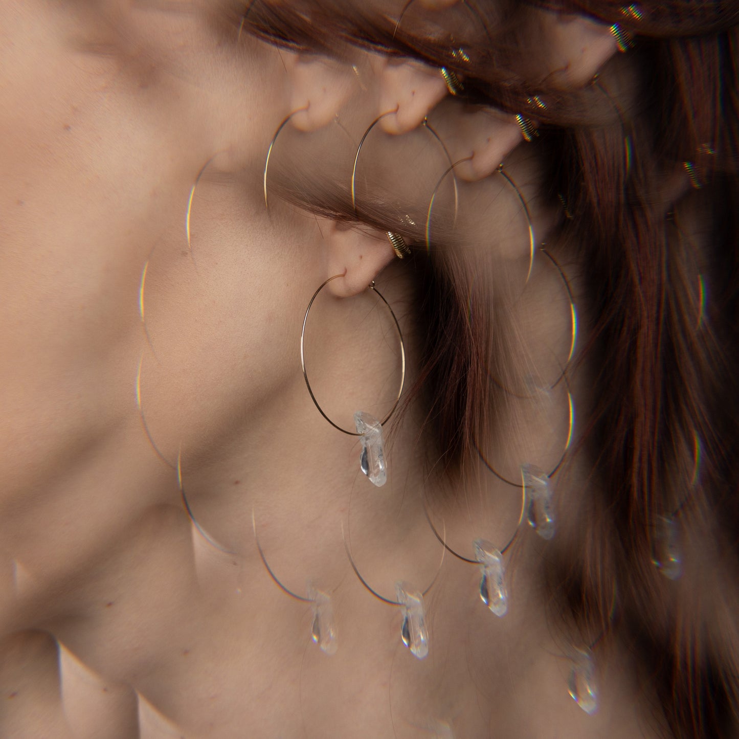 CLEAR QUARTZ HOOPS